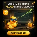 Will BTC be above 78,200 on Feb 1, 12:00 UTC? - DuelDuck prediction market
